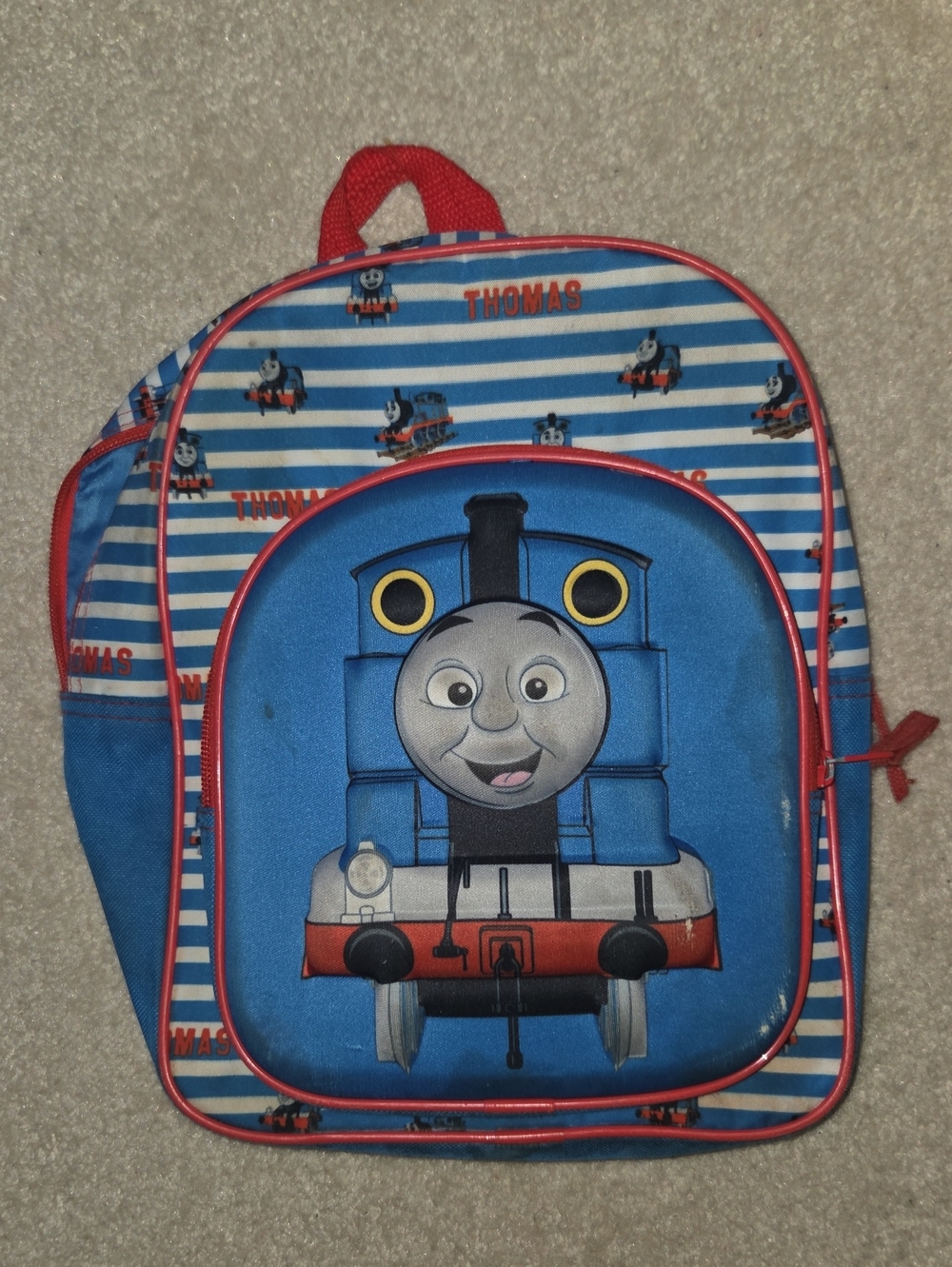Thomas & Friends Blue Kids Mini Backpack with Red Trim and Train Graphic